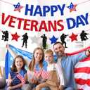 2 x Happy Veterans Day Banner Blue Red Veterans Day Decorations America Patriotic Army Military Soldier Thank You Veterans Theme Dcor Remember and honor Veterans Day Party Supplies