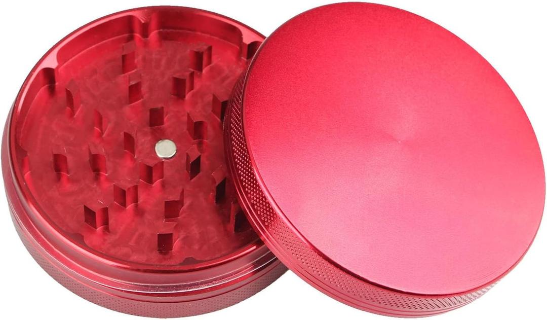 Spice Grinder Crasher 3 Inch Portable Size with Magnetic Lid - Red