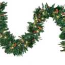 Joiedomi 9FT Christmas Garland, Carolina Pine Artificial Holiday Garland with 50 Lights Warm White String Lights for Winter Christmas Decoration