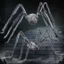 VKP Halloween Outdoor Decorations Hairy Black Spider, Scary Giant Spider Fake Large Spider Hairy Spider Props for Halloween Yard Decorations Party Decor (Gray and White)