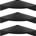 Fun Memories Corner Shelf Wall Mount, Wood Floating Corner Shelves, Corner Wall Shelf for Bedroom, Bathroom, Kitchen, Living Room (Black, 3 Pack) (11.5"W x 11.5"D)