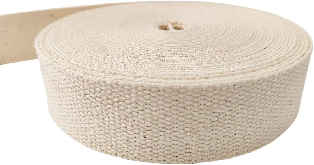 Abbaoww 11 Yards Natural Heavy Cotton Webbing 1.5 Inch for Sewing DIY Craft Bags Making Outdoor Supplies (1.5 Inch)