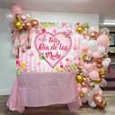 Feliz Dia De Las Madres Backdrop Happy Mother's Day Pink Tulip Photo Background Flowers Heart Pink White Stripe Spanish Feliz Dia Mama Girl Woman Birthday Party Decor Banner Photo Props (8x6FT)