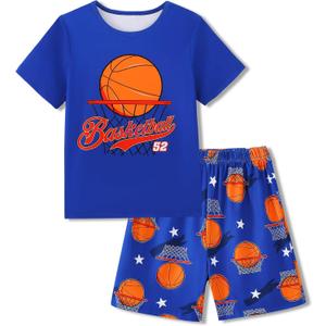 Mikrdoo Boys Pajamas Short Sleeve Summer Cool PJs Set 2-Piece Cozy Sleepwear for Kids Size 6-16 Years