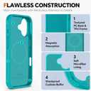 TUCCH Case Wallet for iPhone 16, [Detachable] [2 in 1] Stand RFID Blocking 4 Card Slots Wireless Charging Shockproof Case, PU Leather Magnetic Removable Flip Cover Compatible with iPhone 16, Cyan