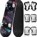 Honoson 7 Pcs Skateboard for Toddlers Beginners Knee Elbow Pads Wrist Guards Gear Set