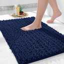 Yimobra Bath Rug Mat, 32" x 20", Soft Shaggy Non-Slip Chenille Bathroom Rugs, Large Size, Super Absorbent and Thick, Machine Washable Bathroom mat, Tub and Shower, Home Decor Accessories, Navy Blue