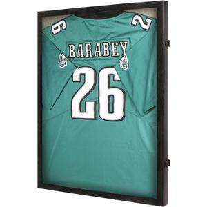 Jersey Frame Display Case  Large Sports Jersey Display Case, Lockable Jersey Shadow Box with 98% UV Protection for Football, Baseball, Basketball, Hockey, Soccer, Uniform, T-Shirt, Black