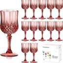 XUWAIDSGN 7oz Plastic Vintage Rose Gold Drinking Glasses Pink Wine Glasses Unbreakable Wedding Glassware Crystal Water Goblets Reusable Drinkware Vintage Champagne Flutes (16, Rose Gold) (2.75 in x 7 in)