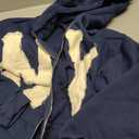 Unisex Letter Embroidery Trendy Hoodies Zip Up Casual Overszie Colorful Y2K Hip Hop Streetwear Harajuku Jacket (Medium, Blue Ny)