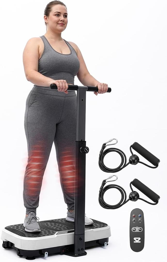 SQUATZ Vibration Plate Exercise Machine with Handlebar, Vibration Plate with Handles, 1-99 Speed Levels, 10 Preset Programs, Low-Impact Home Fitness Platform with Remote, Portable Design