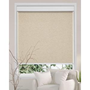 Persilux Free-Stop Cordless Window Shades Light Filtering Roller Shades for Windows (Khaki 22" x 72") Natural Woven Fabric UV Protection Thermal Insulation Roller Blinds for Windows, Home, Door