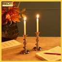 Rely+ Silver Candle Holders Set of 2 Decorative Centerpiece Table Candlesticks Holders for Taper Candles Home Decor Easter Candle Holders for Dinner Party Wedding Decorations