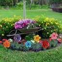 hogardeck Garden Decor for Outside, Set of 6 Metal Flowers Decorative Garden Stakes for Spring Decor, Yard Art Garden Decorations for Outdoor Lawn Porch Pathway Patio (Multi-Color)