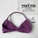 TRYTO Impact Strappy Bra Backless Halter Sports Yoga Top Women Workout Fitness Gym Outdoor Front Motion Scrunch Tops Grape, X-Large