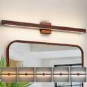 Modern Bathroom Light Fixtures Over Mirror, 39 Inch Brown Wood Finish Vanity Light Bar 30W Dimmable 5CCT LED Vanity Lights for Bathroom Wall Lighting Fixtures Over Mirror