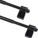 PrimeBeau Magnetic Curtain Rods for Metal Doors Multi-Use Curtain Rods for Small Windows Cafe Sidelight and Iron Steel Places, 1/2 Inch Diameter, Tool Free (2 Pack, Adjust from 9 to 16 Inch, Black)