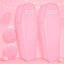 Liliful 2 Pcs Halloween Cemetery Pop up Coffin with Lid, 60 Inch Collapsible Scary Fake Fabric Coffin Prop Life Size, for Graveyard, Halloween Decoration, Lawn, Party (Pink,Lifelike) : Patio, Lawn & Garden