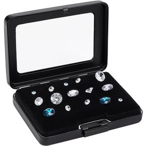 PH PandaHall Diamond Storage Box Gem Display Case Gemstone Container Small Storage Box Jewelry Organizer with Velvet and Window for Collectibles Rhinestone Crystal Small Items Jewelry 3.1x2.3 inch (Black)