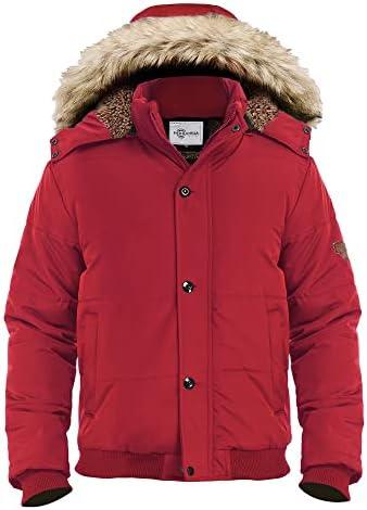 Heihuohua Men's Winter Thicken Coat Warm Puffer Jacket with Removable Hood, Large