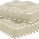Favoyard Patio Cushions 19 x 19 Inch Indoor & Outdoor Chair Cushions Water-Resistant Seat Cushion for Patio Furniture 3-Year Color Fastness Square Tufted Couch Chair Pads with Ties, 2 Pack, Beige