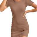 Valiamcep Womens Summer Tank Dress Crewneck Sleeveless Ribbed Knit Slim Fit Bodycon Mini Dresses (Medium)