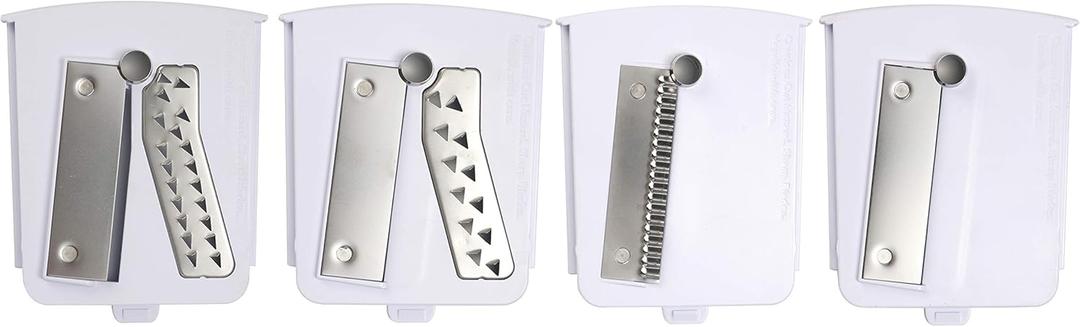 Brieftons Pack of 4 Premium Blades for Spiralizers: 3MM Tagliatelle, 6MM Linguine, Fine Wavy Slicer, 3MM Flat Slicer (Lasagne)