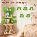 Bookshelf for Kids, Children Bear-Bookshelf, Space-Saving Montessori Toddler Corner Bookcase for Nursery, Classroom, Kindergarten, Kids Rooms