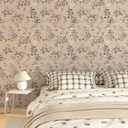 Floral Wallpaper Peel and Stick Wallpaper Boho 17.3"197" Vintage Floral Contact Paper for Cabinets Removable Self Adhesive Wall Paper for Bedroom Butterfly Flower Mural Decor Vinyl Roll