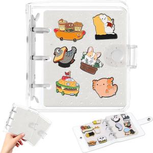 2 Pcs Mini Enamel Pin Display Book Gift Clear Collection Binder Holder Travel Trading Pin Book with 3 Page Display Boards Storage Organizer for Travel Collectors(White)