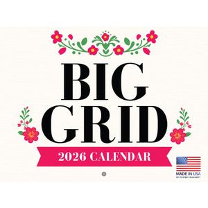 Elegant Floral Big Grid Calendar 2026 Monthly Wall Calender 12 Month | American Made In The USA