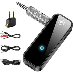 Bluetooth Wireless Audio Transmitter Adapter for AirPods/Headphones, Aux Bluetooth 5.0 Adapter for Car/Home Stereo, TV/Travel Flight, 2 in 1 Wireless Receiver Transmitter(with Aircraft, RCA and AUX)