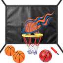 Trampoline Basketball Hoop Attachment, with 3 Basketballs and Pump & Hooks, Easy to Install, Universal Accessories Goal Game Fits 8 10 12 14 15 16 FT Trampoline Indoor Outdoor