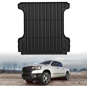 LASFIT 5FT7 Truck Bed Mat for Ram 1500/1500 RHO 2019-2026 & RAM 1500 Classic 2019-2024 Short Bed (5.7 FT / 67.4inches) Not for Rambox, All Weather Custom Fit Truck Cargo Bed Liner, Black