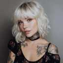 Short Ombre Blonde Bob Wigs for Women Wavy Blonde Wig with Bangs Ash Blond Wig Synthetic Hair Water Wave Medium Length Colorful Wigs14 Inches