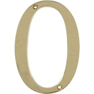 Distinctions by Hillman 843150 4-Inch Flush-Mount Polished Brass House Number 0