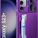 Vizvera for Samsung Galaxy S23 Plus Case Wallet, RFID Cards Holder (4 Cards) & Camera Cover & Kickstand for Women Men, Full Body Shockproof Silicone Case for S23 Plus 6.6"-Purple