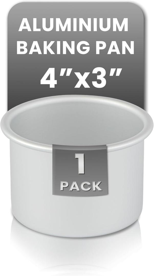 Restaurantware-Met Lux 4 x 3 Inch Straight-Sided Baking Tin, 1 Round Cake Pan - Oven-Ready, Freezable, Anodized Aluminum Round Baking Pan, Greaseproof, For Layer Birthday Cake