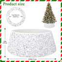 FANPROMS White Sequin Christmas Tree Collar 28 Inch Round Velvet Xmas Trees Skirts Sparkling Paillette Tree Ring Shiny Glitter Skirt Cover Farmhouse Decoration for Christmas New Year Holiday Party