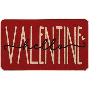 Artoid Mode Hello Valentine Red Valentine's Doormat, Anniversary Wedding Home Decor Low-Profile Rug Switch Mat for Indoor Outdoor 17x29 Inch