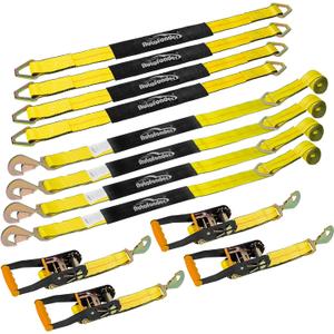 Complete Axle Straps Tie Down Kit 2" x10' Heavy Duty Vehicle Tie Down Strap-Breaking Strength 10,000lbs-Working Load Limit 3,333lbs-Car Tire Straps for Car, Truck, UTV & More