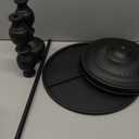 Metal Small End Table,Vintage Matte Black Round Side Table Nightstand for Bedside or Sofa,Small Accent Pedestal Table for Living Room Corners Bedroom Patio and bar (Matte Black)