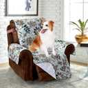 Brilliant Sunshine Beautiful Burgundy Flowers Quilted Recliner Slipcover, 26" Seat Width, Slip Resistant Furniture Protector, 2" Strap, Washable Reclining Chair Cover for Pets, Kids, Dogs, Cats, Green