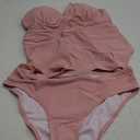 GRAPENT Women's Two Piece Halter V Neck Panel Open Back Tankini Set Swimsuit Color Evening Sand Pink Size Large US 12-14