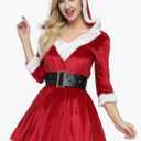 ADOMI Mrs Claus Costume for Women Christmas Costume Santa Dress Adult Hooded 2PCS Santa Clause Outfit Cosplay Suit Holiday M
