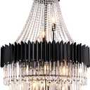Wellmet Black Crystal Chandelier Light, 30 Modern French Empire Chandeliers for Living Room, Gothic Large Raindrop Lighting Fixture Hanging for Dining Room, Foyer, Entryway, Bedroom, High Ceiling