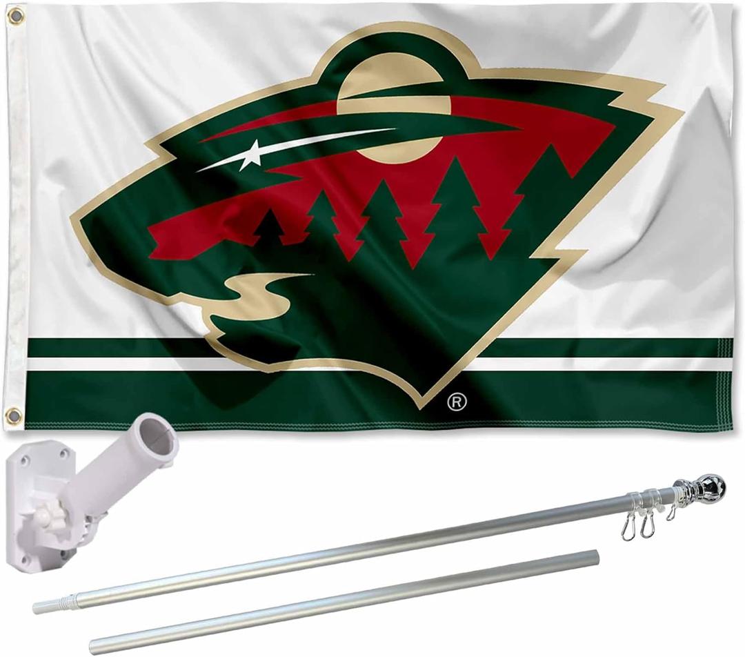 Minnesota Wild Flag Pole and Bracket Set