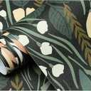 HAOKHOME Peel and Stick Wallpaper Floral Removable Stick on Contact Paper for Bathroom Green/Beige/Black 17.7in x 9.8ft