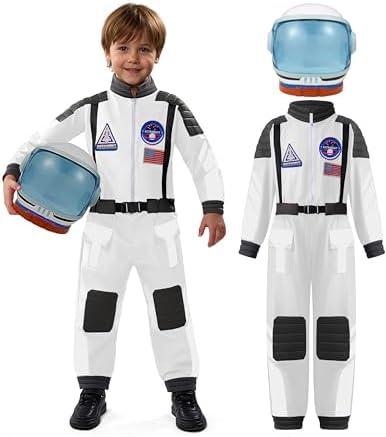 Spooktacular Creations Astronaut Costume with Helmet, Toddler Astronaut Outfit, BoysPilot Jumpsuit Unisex for Halloween Party