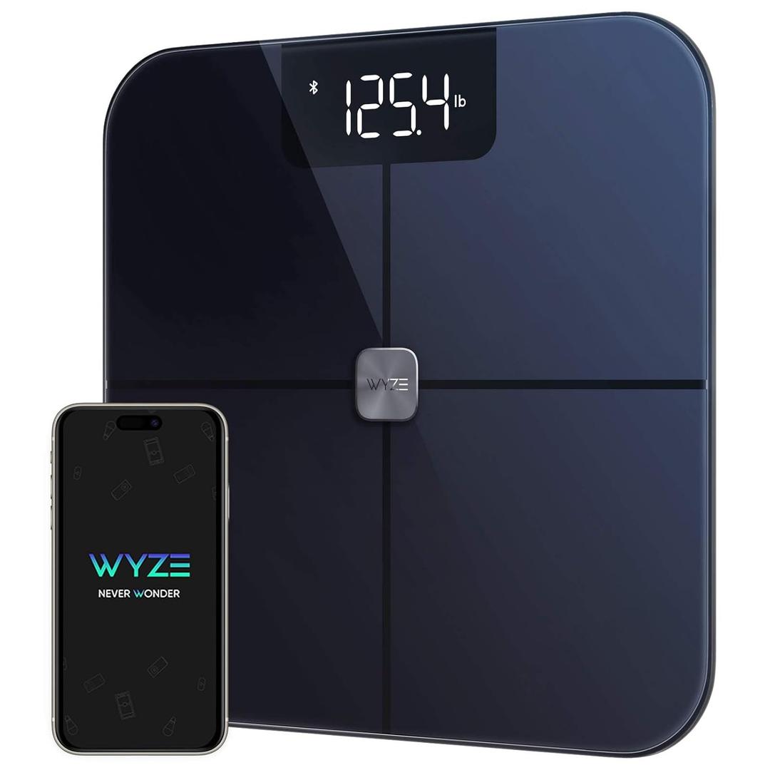Wyze Smart Scale, Scale for Body Weight, Digital Bathroom Scale for Body Fat, BMI, and Heart Rate, Body Composition Analyzer with App, Batteries Included, Bluetooth, 400 lb, Black